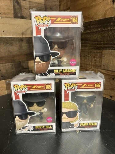 Funko Pop! Rocks, ZZ Top, Lot Of All (3) Flocked Beards!!