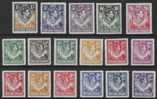 Northern Rhodesia 1938 GVI Definitives to 20/- Mint (17v)