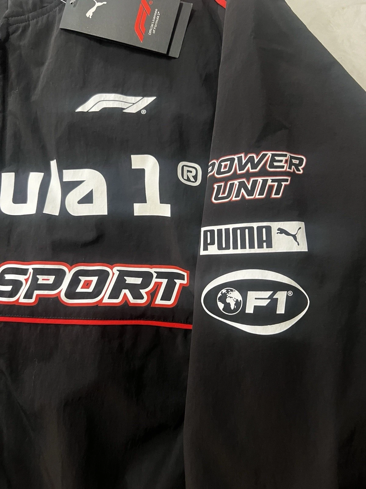 Large🔥Puma F1 Pilot Jacket Mens Formula 1 Bomber Full Zip Black 635353 01 - product detail image 7