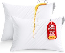 Set of 2 Pillow Protectors W/ Zipper King Size Bed Bug  Dust Mite Proof Pillow