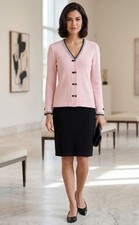 St. John Collection JSS 2Pc Santana Knit Jacket Skirt Set Light Pink 2 Small