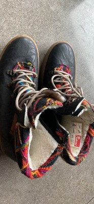 Rieker Multicolor Faux Fur Lined Lace Up Ankle Boot Leather EU 41 Women