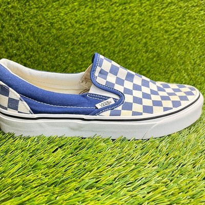 Vans Classic Slip-On Womens Size 8 Blue White Athletic Skateboard Shoes Sneakers