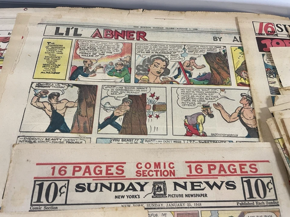 LOTE de desenhos animados animação vintage de desenhos animados N9 tiras de quadrinhos década de 1940 1950 jornal engraçado - Imagem 3 de 4
