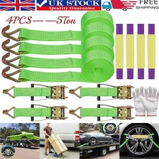 4x Wheel Ratchet Strap Recovery Transport Trailer Car Van Truck Vehicle Tie Down