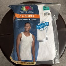 Fruit Of The Loom Mens Tag Free Tank A-Shirt Undershirt, 6 Pack White, XL