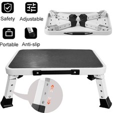 Foldable 1 Step Ladder Stepladder Non Slip Max Weight 150kg white Lightweight US