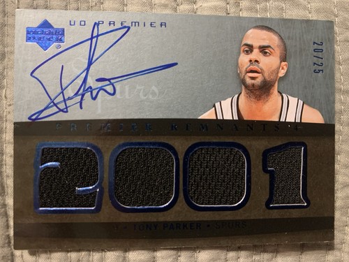 2007-08 UD PREMIER TONY PARKER REMANTS QUAD AUTO GAME USED /25 - Spurs HOF