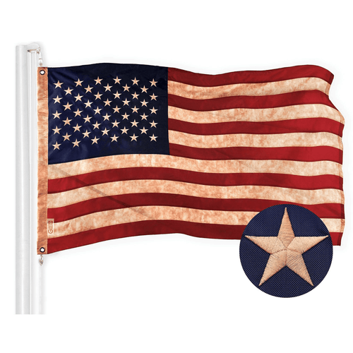 Combo Pack American USA Tea Stained Flag 2.5x4 Ft and Betsy Ross Flag Embroidery - Picture 6 of 9