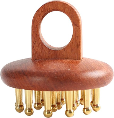 #ad Brass Wood Meridian Pressure Brush Scalp Massager Hair Care Fatigue Relief amp; $20.40