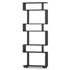 Bookcase 6-Tier Bookshelf w/ Anti-Tipping Kit Freestanding Display Shelf Black