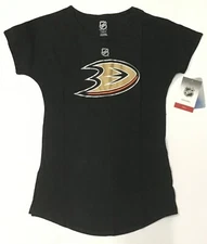 Anaheim Ducks NHL / S/S Youth Black T-Shirt Hockey Team Logo / Girls Size L 14