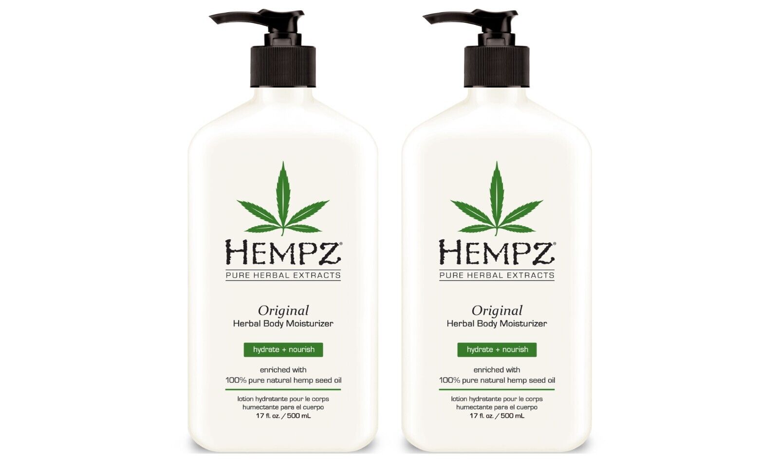 Hempz Herbal Body Moisturizer 17oz X 2 Pack Bundle - Choose Your Favorite Scent!