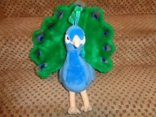 2013 FAO SCHWARTZ TOYS R US 16" PRETTY ROYAL BLUE GREEN SOFT PLUSH PEACOCK TOY