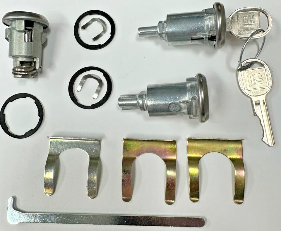 全新 适用于凯迪拉克 GM 铬门/后备箱锁 钥匙缸套装 带钥匙匹配 — 第 3/4 张图片