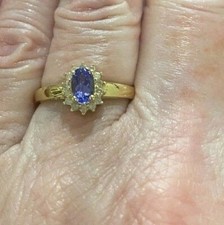 14KT Solid Yellow Gold Tanzanite and Diamond Ring