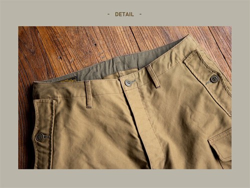 Ground Crew Trousers 1930s Style Mens Tapered Cargo Pants Dark Khaki - Picture 15 of 20