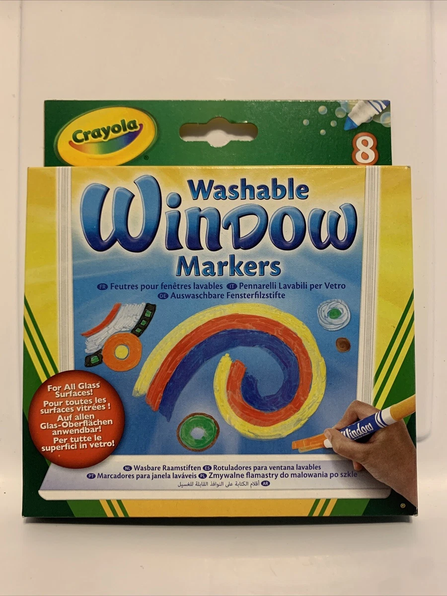 Crayola Washable Window Markers 8 pc Auto Car Glass Ceramic Team colors  cone tip