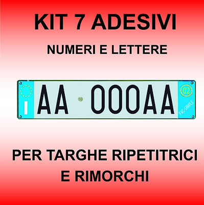 ADESIVI NUMERI LETTERE TARGA RIPETITRICE RIMORCHI KIT 7 ...