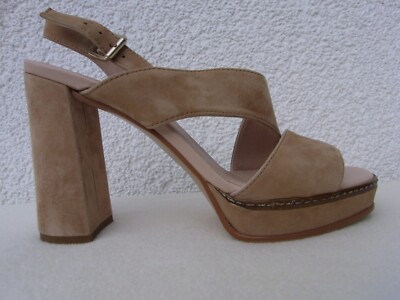MARC CAIN Pumps Plateau Sandale High Heels Wildleder beige Gr. 39