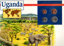Coins of the World Uganda 1987 BU  10, 5, 2, 1 Shillings