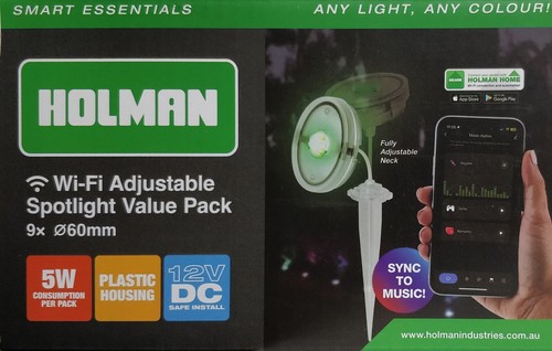 9 Pack RGB Wi-Fi Adjustable Garden Mini Spotlights Kit Holman - Picture 3 of 7