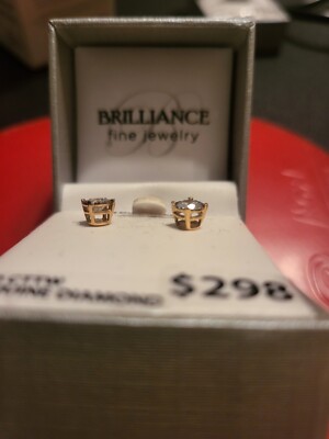 Brilliance Fine Jewellery 1/2 cttw Genuine Daimond stud earrings 10k Yellow Gold