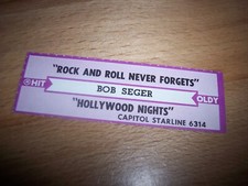 1 Bob Seger Rock And Roll Never Forgets / Hollywood Nights Jukebox Title Strip