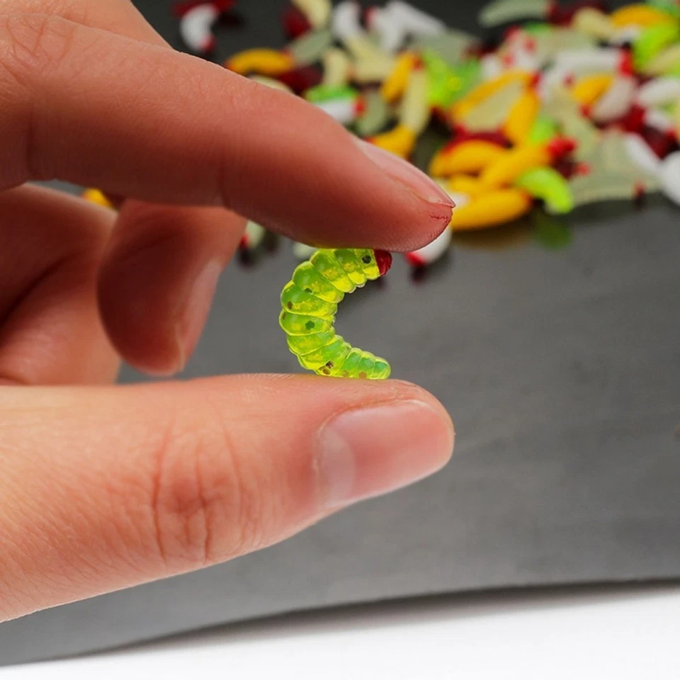 100 Stück Weich Rot Angeln Köder Wurm Ködern Crankbaits Haken Baits Würmer - Bild 4 von 4