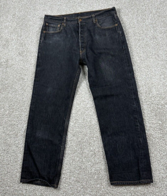 VTG Levis 501 XX Jeans Mens 38x32 Black Denim Dark Wash Button Fly Y2K *36x29