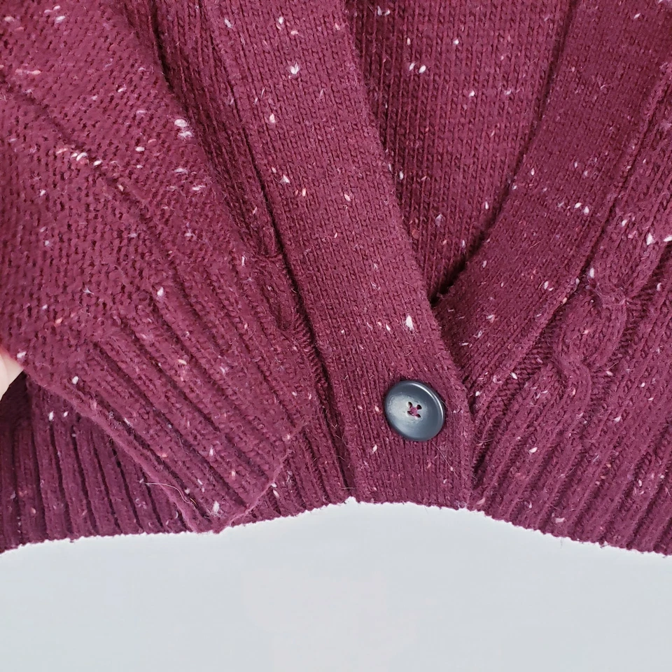 Cárdigan de basura para mujer suéter tejido con cable talla pequeña 1 botón mezcla de lana Foto 3 de 4