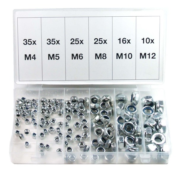 Craft-Equip 146 Tlg. Selbstsichernde Muttern M4-M12 Stoppmuttern 6 Kant Gewinde-image