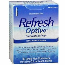Refresh Optive Lubricant Eye Drops Single-Use  30 Count  Dual Action  9/2026