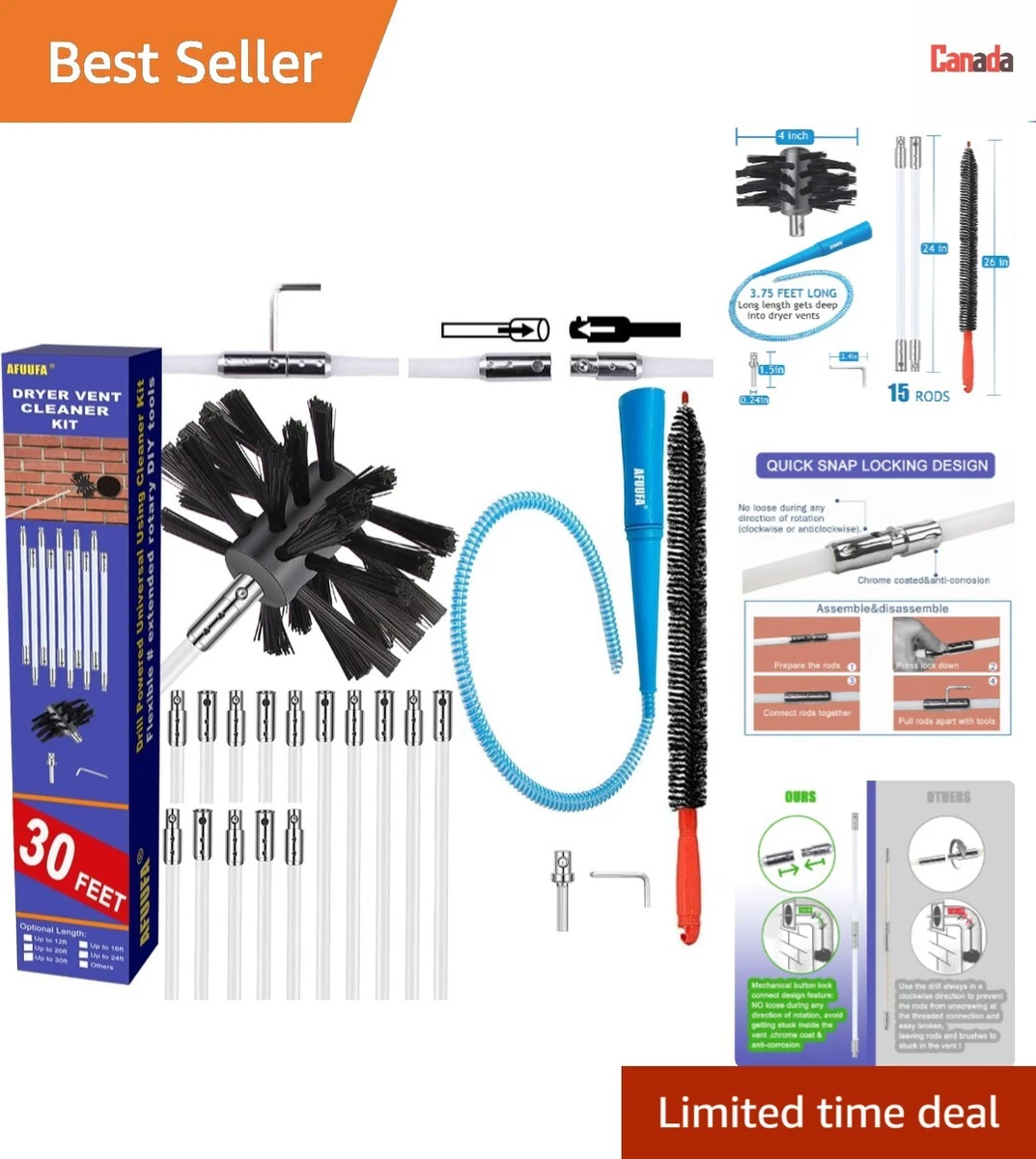 Professional dryer shop vent cleaning kit