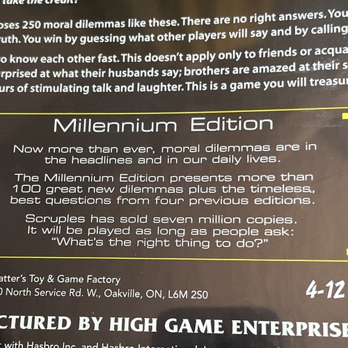 Family Game Night Vintage SCRUPLES 1999 Millennium Edition HARD TO FIND Sealed - Picture 3 of 5