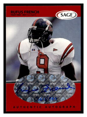 Rufus French 1999 SAGE A19 AU, SN999 Autographs Red Auto | eBay