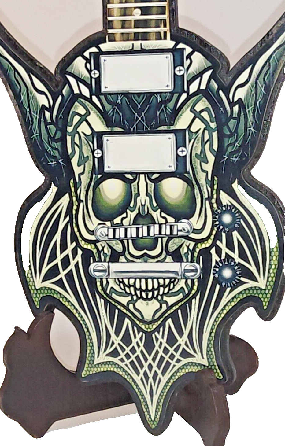 Demon skull art guitar digital laser cut print unique decor horror man cave