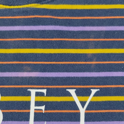 Obey Shirt Women's Small Blue Purple Striped Graphic Tee Short Sleeve Top Adult - Bild 7 von 16