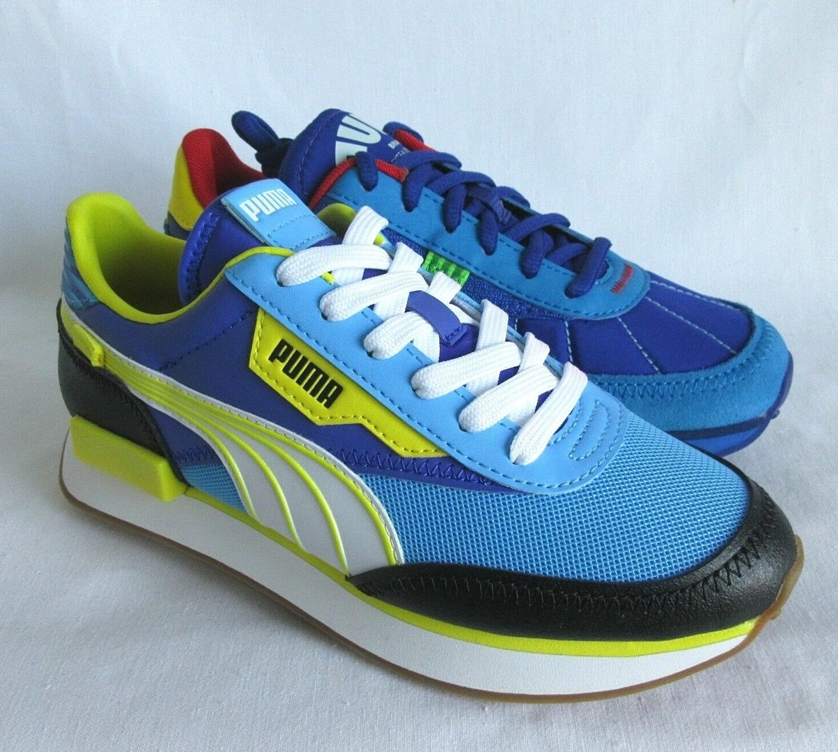 NEW WOMEN SZ 4 PUMA RIDER CASUAL SNEAKER SHOE BLACK RED BLUE NEON YELLOW