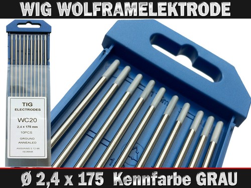 TEN-HIGH WIG wolfraam elektrode WT-20 10x wolfraamnaalden voor WIG lassen, rood 1,6 x 150 mm