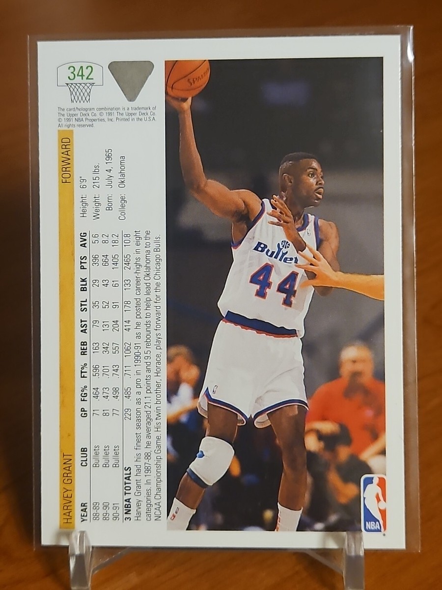 1991-92 Upper Deck Basketball Card Harvey Grant Washington Bullets