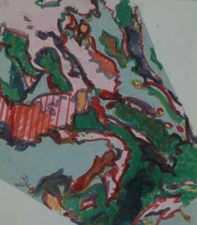 Mid Century 1968 Abstract Expressionism Oil On Paper Artist William Littlefield