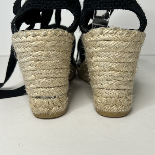 Eric Michael espadrille wedge black embroidered sequin sandals women's 7 size 38 - Picture 5 of 9