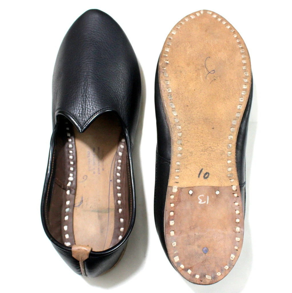 Men's Black Fine Leather Handmade Mojari Jutti Nagra Shoes Traditional Punjabi