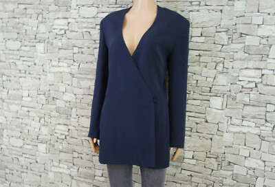SAKS FIFTH AVENUE DAMEN REINE SEIDE FEST WICKEL GEHROCK JACKETT JACKE BLAU M 