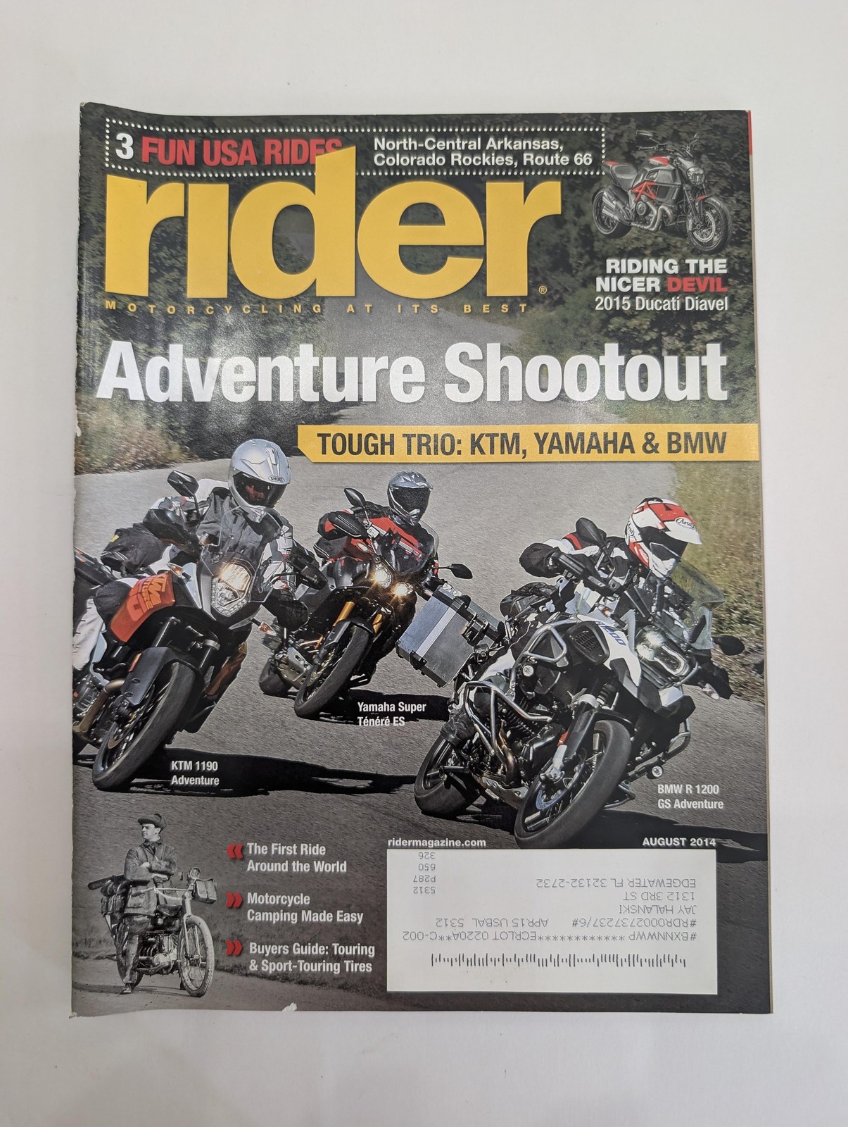 Rider Magazine August 2014 Adventure Shootout KTM Yamaha BMW Motorcycles