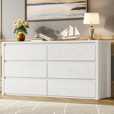 6 Drawer Large Dresser for Bedroom Wide Wood Chest of Drawers Storage Cabinet