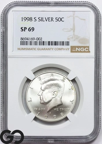 1998-S Kennedy Half Dollar, Silver, NGC SP 69