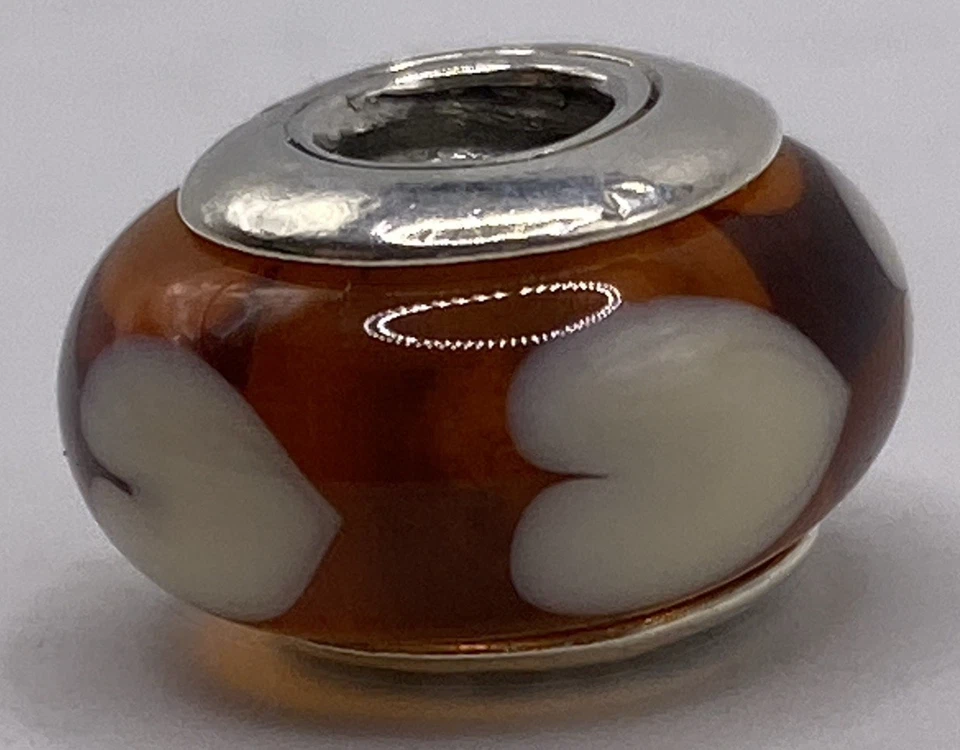 Auténtico Pandora S925 ALE SS Ámbar Amor Corazones Murano Cristal Dije 3g 790662 Foto 3 de 4