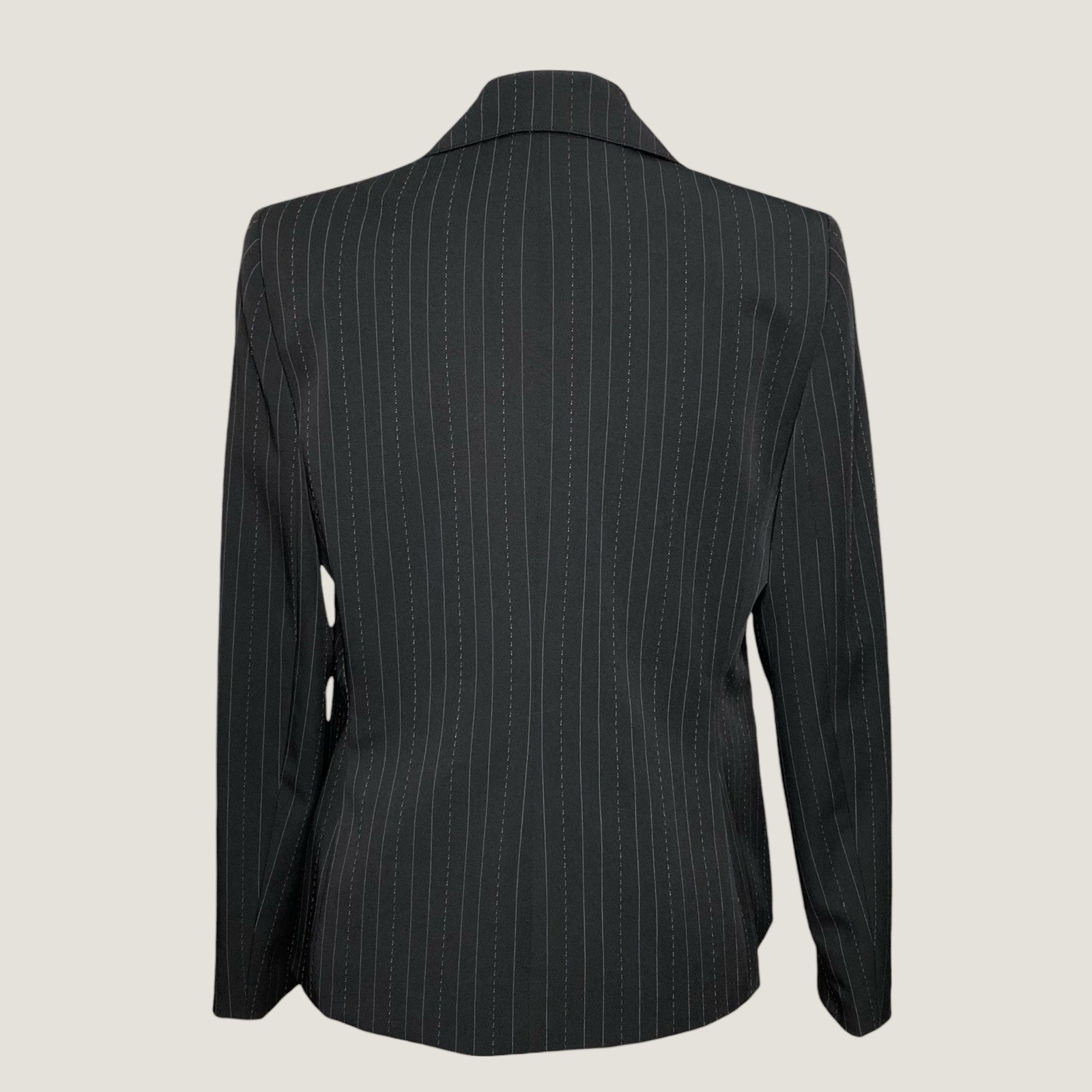 Le Suit Set Womens 8 Black Pinstripe Blazer Straight Pants 2 Piece Office Work